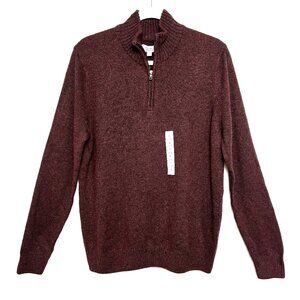 Croft & Barrow  Mock Turtle Neck Red Plum 1/4 Zip pullover Sweater Sz M NWT